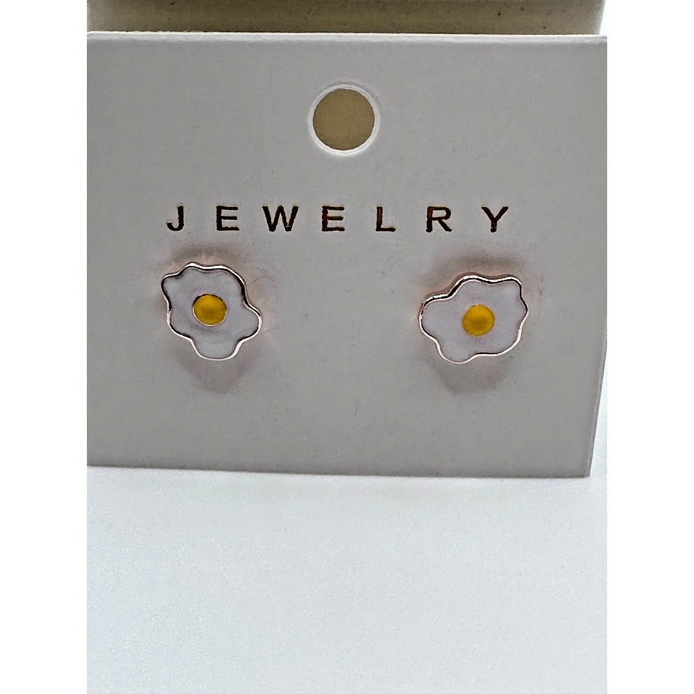 Earrings Fried Egg Silver Plated